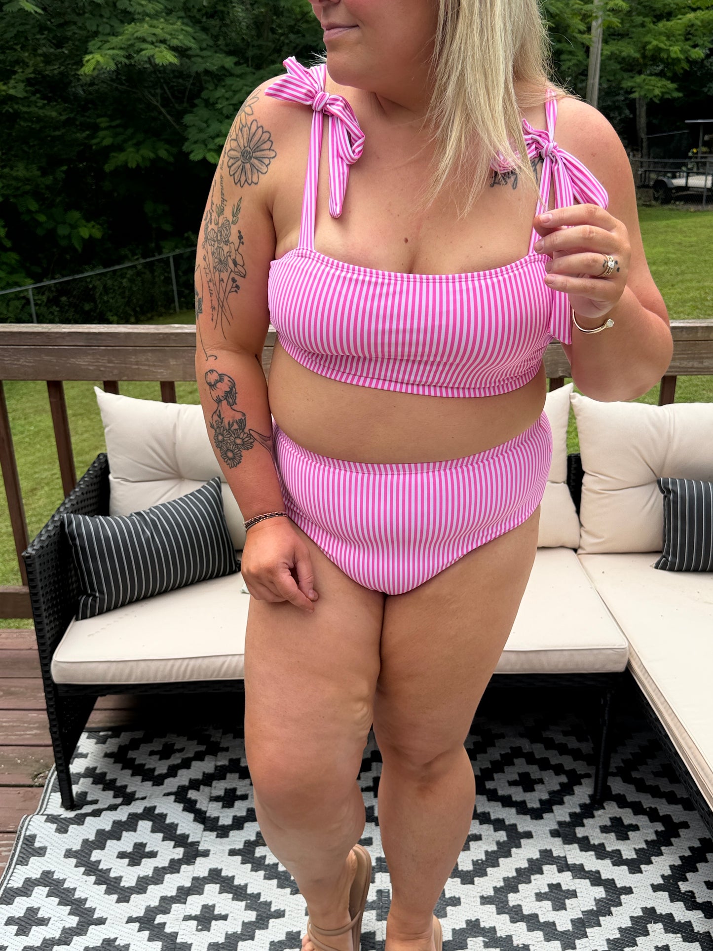 Pink Cabana Swim Set
