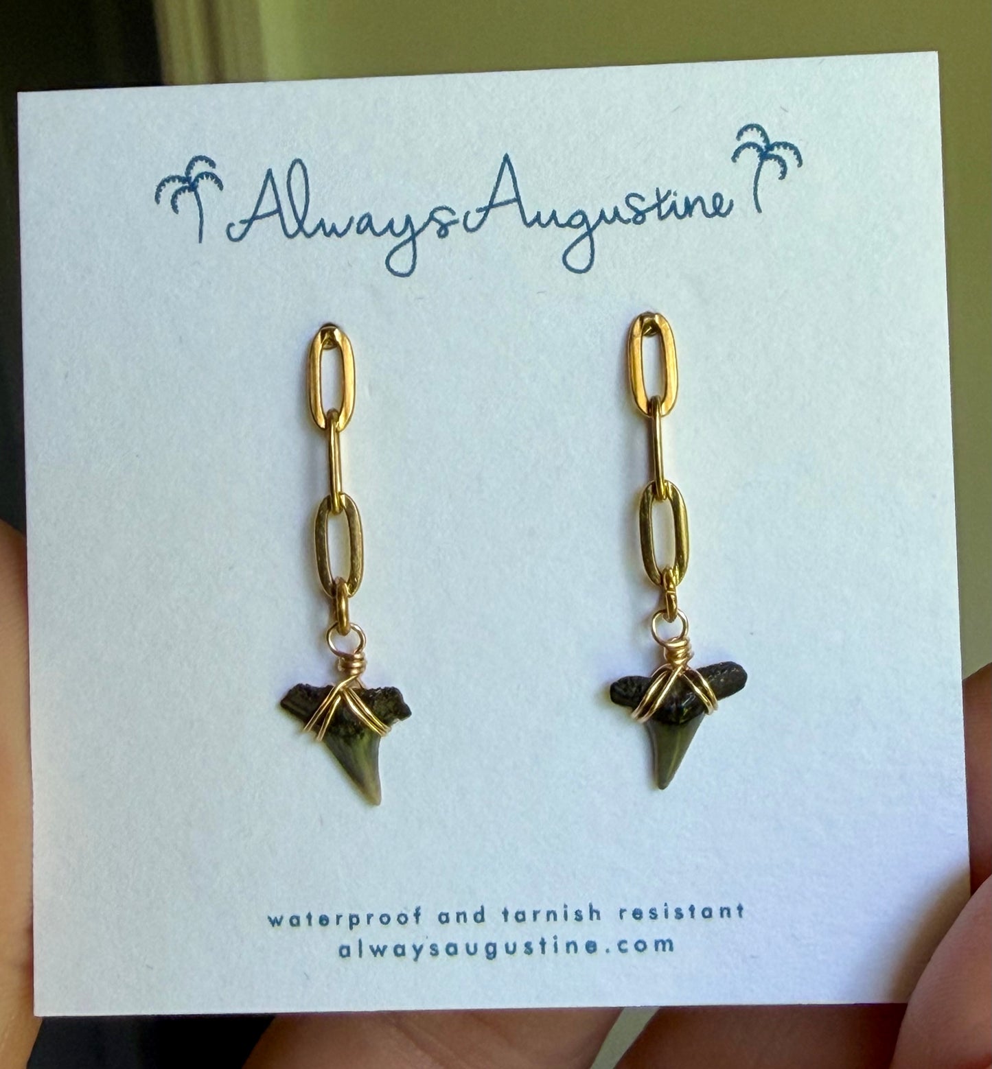 Always Augustine Paperclip Dangle Shark Tooth Earrings