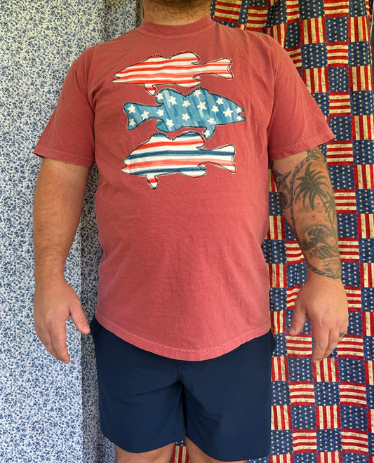 Red White & Fishing Tee