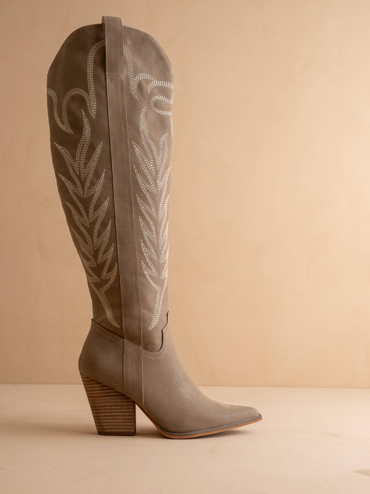 The Bronco | Dark Taupe Knee High Embroidered Fall Boot: DARK TAUPE / 10