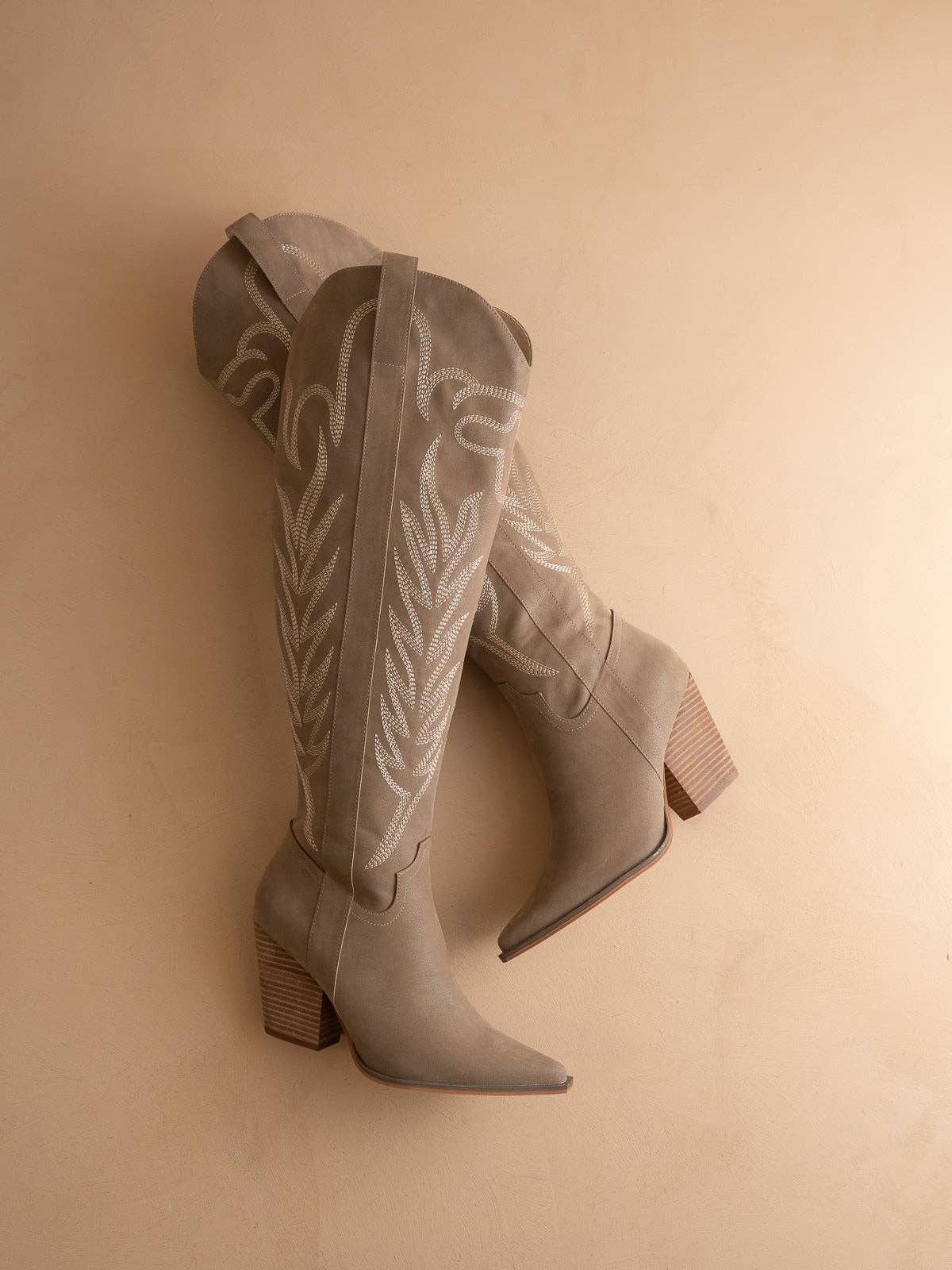 The Bronco | Dark Taupe Knee High Embroidered Fall Boot: DARK TAUPE / 10