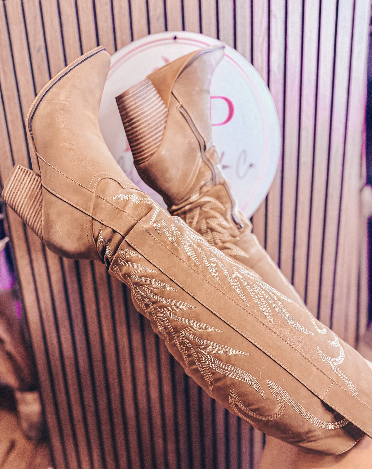 The Bronco Taupe Knee High