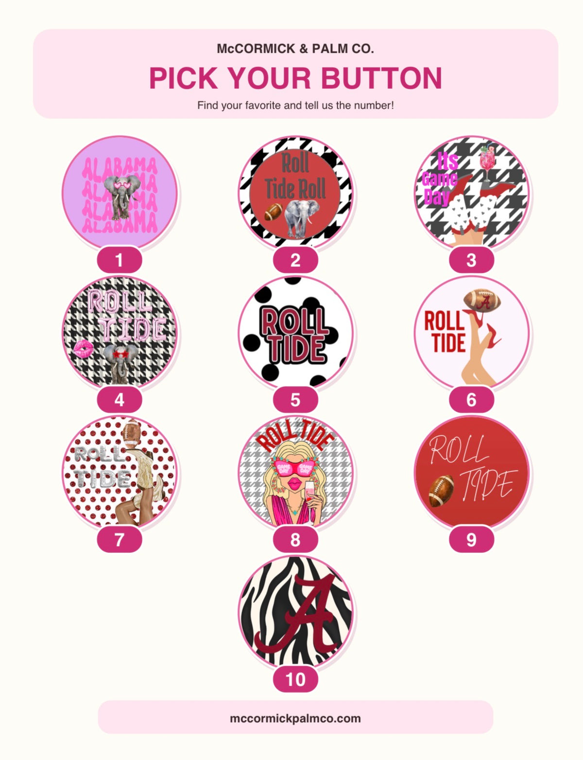 Alabama Game Day Buttons