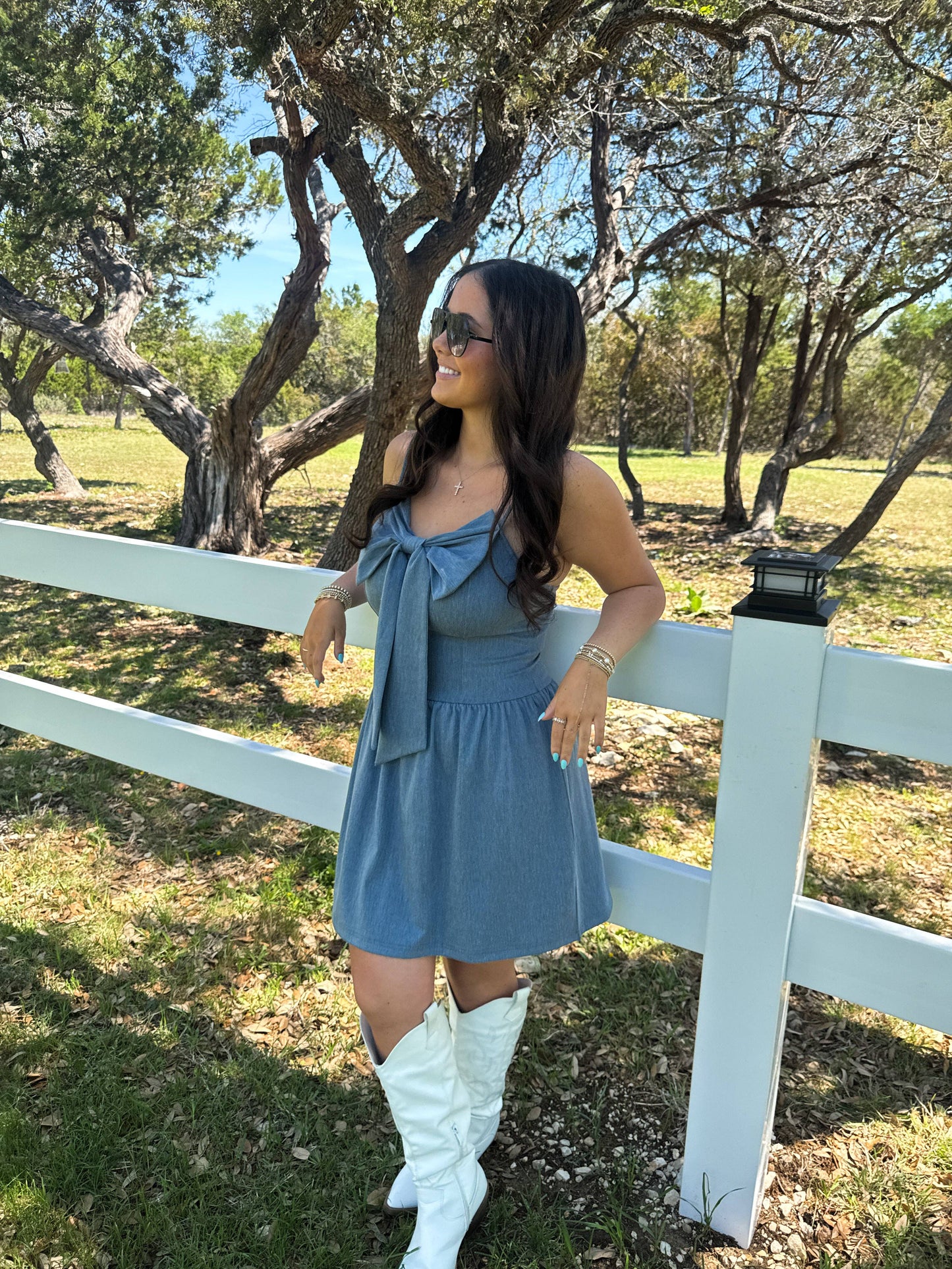 BRIA BOW DRESS: DENIM / S/M l/Xl 1x 2x 3x