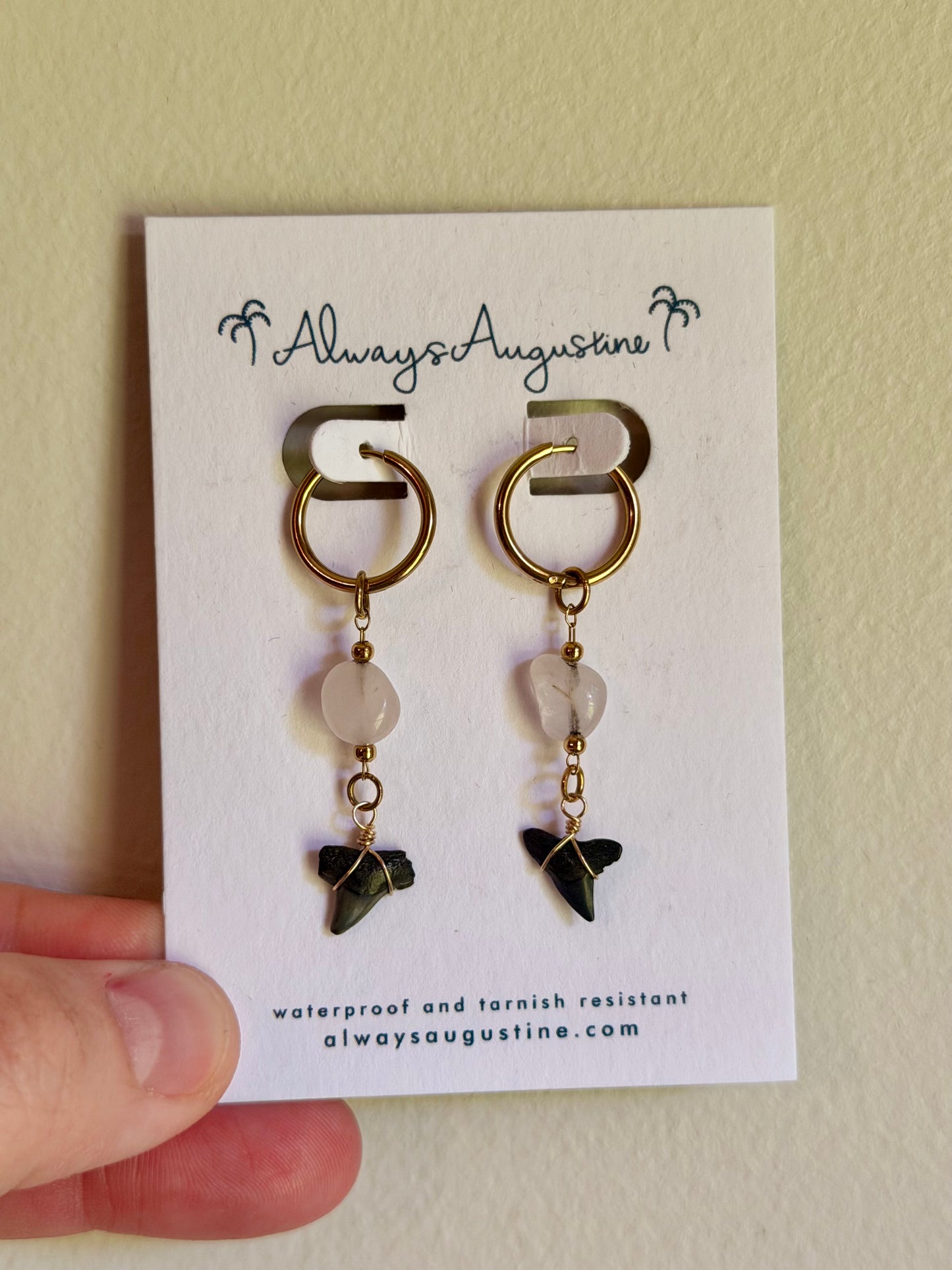 Always Augustine-Shark Tooth Dangle Huggie Hoop Earrings