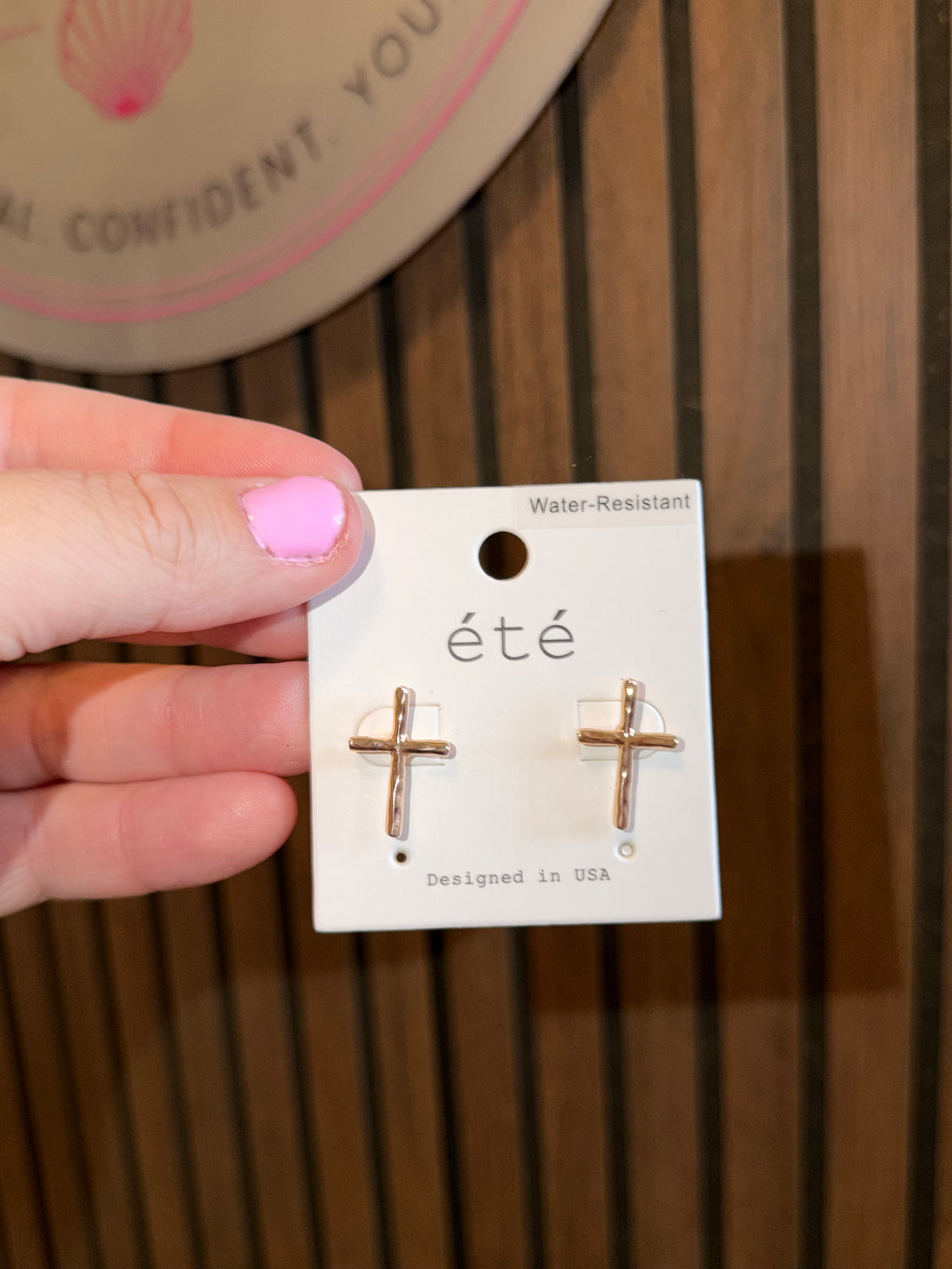 Faith First Cross Stud Earrings