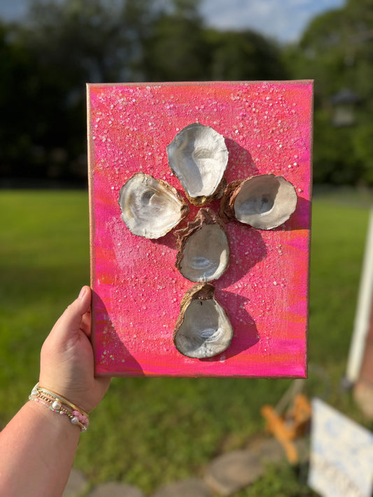 Pink Oyster Shell Cross