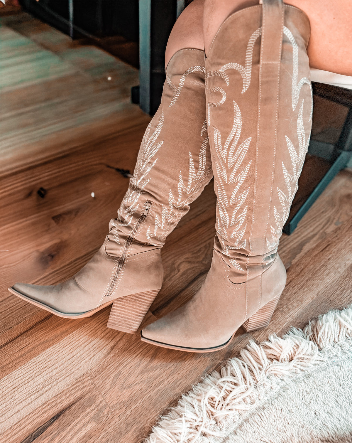 The Bronco Taupe Knee High