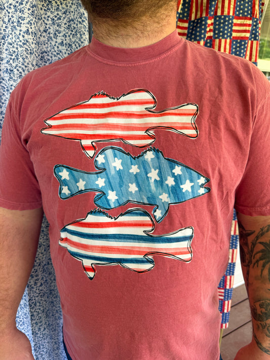 Red White & Fishing Tee