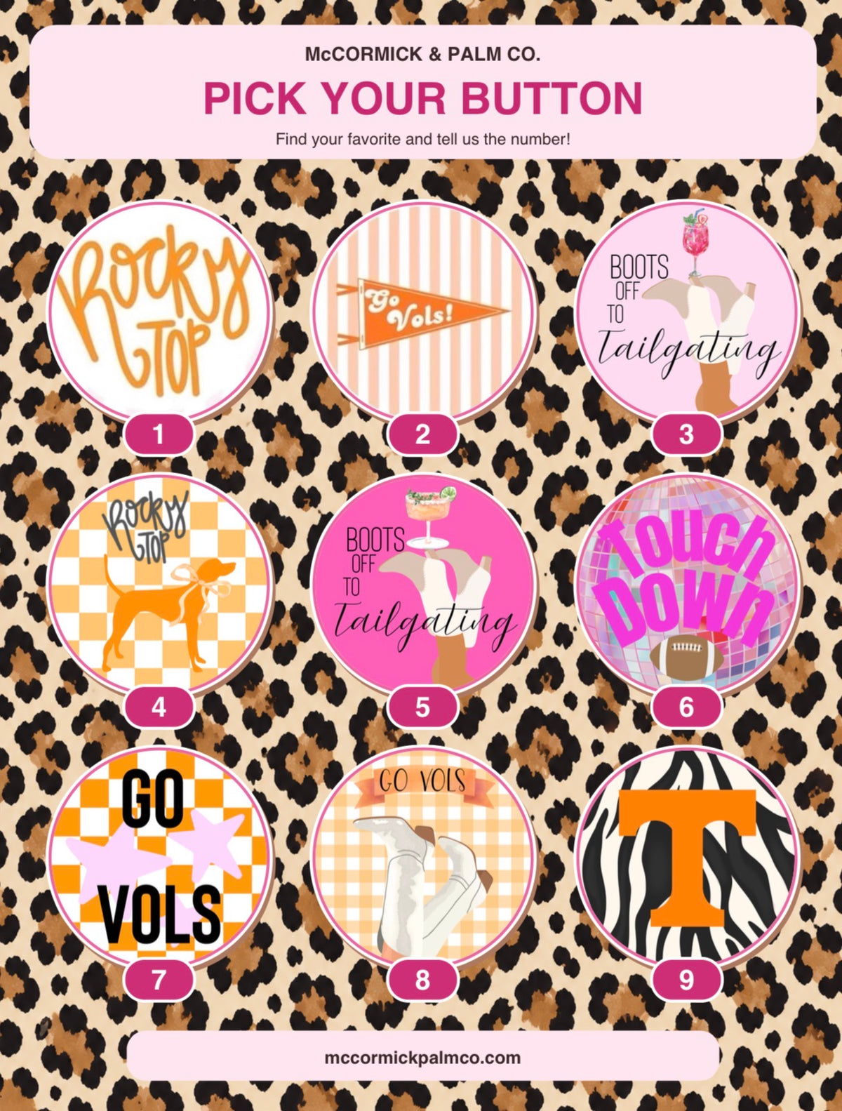 Tennessee Game Day Buttons