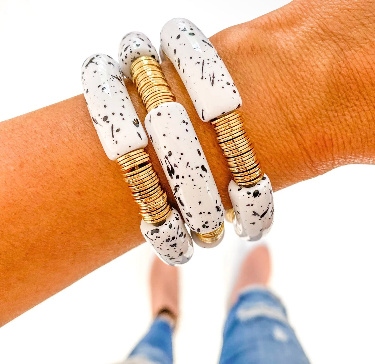 White & Black Speckle Acrylic Tube
Bamboo Bracelet